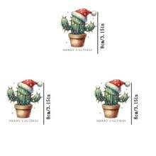 1/2/3 pièces Patchs thermocollants en fer de cactus de Noël, cactus portant un bonnet de Père Noël et scintillant - Autocollants de transfert de chaleur DTF DIY avec designs de cactus, pot et fil, convenant aux tissus, jeans, sacs, oreillers, sweats à capuche, t-shirts - Décoration de cactus de Noël, application au fer précise (sans couture requise) - Convient pour Noël et toute l'année - Idéal pour les débutants et les experts