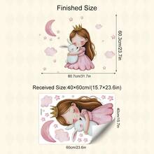 1/ 2 Sheets Cute Princess Teddy Bear Wall Stickers - 4 Styles Princess Decals,Removable Nursery Decals For Baby Girl Room Decor, Pink Gold Theme, Dreamy Wall Art & Cute Animal Stickers & Stars Clouds Balloons Design - Multicolor - View 15