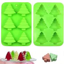 Christmas Tree Silicone Molds - 6 Cavity Non-Stick Christmas Tree Baking Molds, Perfect For Making Candy, Soap, Ice Cube, Pudding, Jelly,