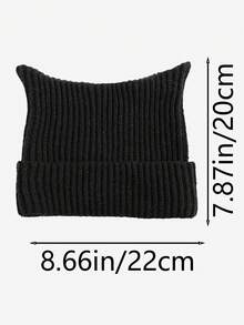 1pc Fashionable Striped Cat Ear Knit Beanie Hat For Men, Cute Versatile Warm Pullover Hat For Women, Suitable For Autumn/Winter Daily Wear, Windproof, Warm, Outdoor Fashion Accessory, Great Gift Men's Winter Clothing - Multicolor - View 2
