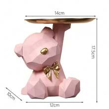 White Geometric Bear Entryway Key Holder Tray, Home Decor For Living Room Coffee Table, Housewarming Gift - Pink - View 5