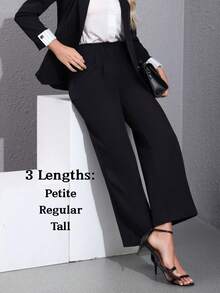 Women's Petite/Regular/Tall 3 Lengths Wide-Leg Dress Pants Flowing Stylish And Casual Loose Palazzo Lounge Classic Stylish Slacks Stretchy High Waist Trousers - 黑色 - 查看 7