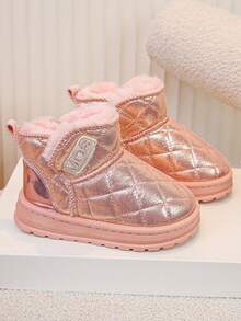 بوت ثلج للبنات، موضة شتاء 2025 جديدة، بوت قصيرة دافئة ومقاومة للبرودة للأطفال، بوت جلدية ناعمة القاع مقاومة للانزلاق للبنات مقاس متوسط إلى كبير