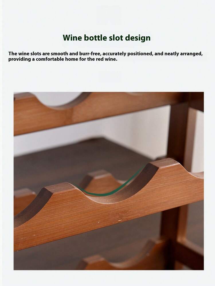 1 件 9/12 格竹制酒架，多用途桌面酒架，带波浪槽，独立式台面酒瓶收纳架，适用于厨房、餐具室、酒吧和酒窖 - 彩色 - 查看 9