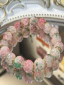 1pc Fashionable Pink Bracelet, Suitable For Women's Daily Wear, Perfect Gift For Girlfriend, Family, Her, Wife Or Friends, Ideal For Christmas, Valentine's Day, Mother's Day, New Year Jewelry | Elegant Accessory - 櫻花粉 - 查看 3