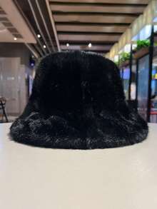 1pc Women's Autumn/Winter Plush Thickened Warm Faux Mink Fur Bucket Hat, Casual Versatile Knit Cap Suitable For Daily Use Winter Warm - Multicolor - View 4