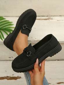 Giày lười phong cách Anh thời trang nữ, thiết kế mới, giày lười đa năng, chống trượt, mềm mại và thoải mái, thích hợp đi học và đi làm - màu đen - Xem 3
