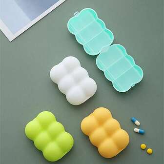 1pc 6-Compartment Magnetic Detachable Pill Organizer Box, Random Style (Beige Color), Medication Dispenser For Morning, Noon, And Night