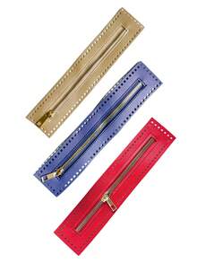 Elegant -Leather Zippers: , Double-Sided & Braided With Needle Thread Hole - Perfect In Beige, Black, & Light Brown - Multicolor - View 17