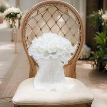 1pc Wedding Bouquets For Bride Bridesmaid, Round Holding Bouquet Throw Toss Artificial Rose Flower Bunch For Wedding, Hand Holding Flower Bouquet For Valentines Day Decor, Party Supplies And Home Decor - 風格4 - 查看 4