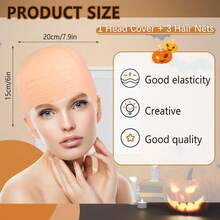 A Complete COSplay Bald Scalp Set, Including Fake Bald Head, Realistic Scalp Wig, And Costume Accessories For Makeup Parties And Performances. Perfect For Cosplay Props, This Set Includes Bald Scalp, Beard, Glasses, Hair Nets, And Other Accessories. Ideal For Christmas, Other Festivals, And Daily Costume Needs.