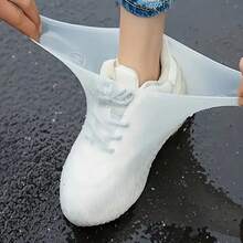 1 Pair Of Shoe Covers - Waterproof, Reusable And Non-Slip, Unisex |   Durable, With Good Elasticity, Easy To Clean - White - View 3