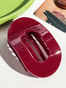 1 Stück/8 Stück einfarbige lässige PU (Polyurethan) neue flache ovale Haarspangen, elegante Haarkrallen für Frauen mit kreativem gebogenem Design und starkem Halt