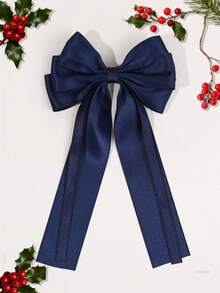 1 دبوس شعر فيونكة ذيل طويل من الساتان للبنات، فيونكة شعر أنيقة بلون صلب مناسبة للاحتفالات والحفلات العائلية والاستخدام اليومي والعطلات، هدية للبنات المراهقات، إكسسوار شعر فينتاج