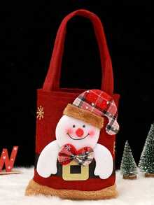 Túi quà tặng búp bê Giáng sinh, Túi đựng đồ ăn nhẹ, Túi quà tặng vải lanh Giáng sinh có thiết kế khóa kéo, Túi quà tặng Giáng sinh có dây rút hình ông già Noel, người tuyết, tuần lộc 3D dễ thương, Túi quà tặng Giáng sinh bằng vải có thể tái sử dụng, Thích hợp cho các bữa tiệc và ngày lễ - Nhiều màu - Xem 7