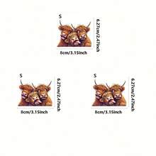 1 pieza/2 piezas/3 piezas Parche de plancha con diseño de vaca de las tierras altas Parche de transferencia de calor DIY Pegatina de transferencia de calor lavable Diseño de parche de transferencia de calor personalizado Decoración de primavera y verano para ropa - Multicolor - Ver 4