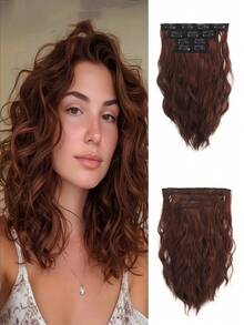 Clip In Hair Extensions 4 PCS/Set 12 Inch Short Water Wave Hair Extension For Women Heat-ResistantSynthetic Hair Extensions Hairpieces