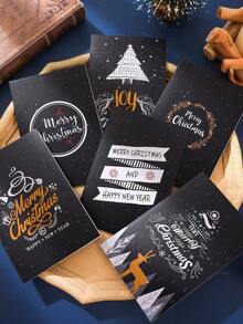 6/8 张装圣诞贺卡，带信封，6 种独特设计，有趣的节日祝福，盒装办公用品，适合感恩节、万圣节、生日、祝贺、感谢 - 多色 - 查看 13