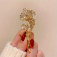 1 Retro Girl Diamond Calla Lily Brooch, Full Of Rhinestone Flower Shape, Gorgeous And Elegant, Unisex, Suitable For Birthdays, Valentine's Day, Anniversaries, Good Choice For Daily Wear And Gifts. - Bạc - Xem 1