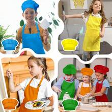 2Pcs/Set Toddler Art Smock With Hat - Kids Long Sleeve Waterproof Painting Apron For Mess-Free Painting, DIY Crafts & Play - Multicolor - View 3