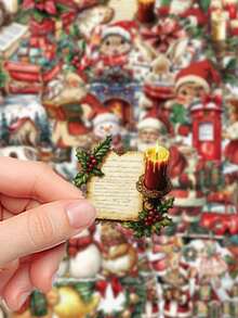 50pcs Vintage Christmas Stickers, Suitable For Decorating Laptops, Phones, Tablets, Guitars, Luggage, Journals, Scrapbooks And Other DIY Projects, Christmas Gift