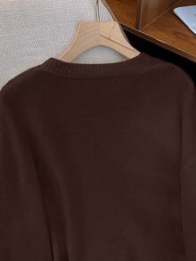 Bộ áo cardigan dệt kim cổ chữ V cài nút và chân váy dài mới, chất liệu len màu nâu cà phê, thanh lịch và thoải mái, thời trang đa năng, dáng rộng, phù hợp cho đi làm, phong cách đường phố, trang phục dự đám cưới hoặc tiệc Giáng sinh. - Màu nâu Sô-cô-la - Xem 7