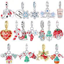 Silver Plated Charms Red Love Magic Poker Christmas Snowflake Rose Gold Coffee Cup Santa Claus Cane Christmas Sled Gloves Christmas Tree Strawberry Christmas House Red Bell Christmas Biscuits Christmas Series Charm Fit Original Bracelet Charm Beads Necklace Diy Female Jewelry
