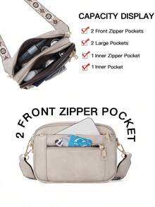 New Retro Quilted Embroidery PU Small Square Shoulder Bag – Multi-Functional Crossbody Messenger Handbag With Multi-Partition Design, Perfect For Daily Commuting, Shopping, Or As A Gift - Xám - Xem 5