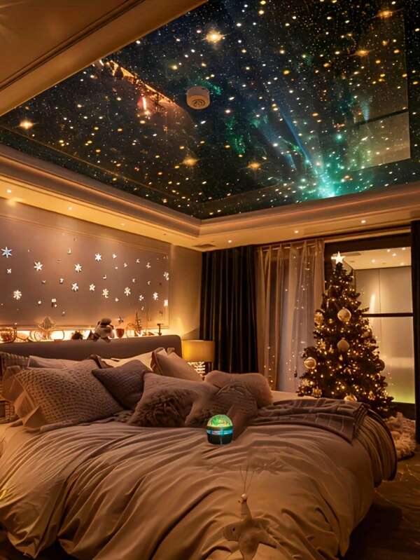 RGB Remote-Controlled Aurora LED Mood Light, For Galaxy Star Projector For Bedrooms, Night Light Projector, Star Projector For Adult Room Decor, Home Theater, Ceiling Use, Gift Decoration, Camping, Wedding Decor, Incredible Projection Light Gift, Holiday Parties, Home Decor, Christmas Present, Light Projector For Bedroom