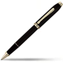 Townsend Black Lacquer Rollerball Pen With 23KT Gold Plated Appointments 575