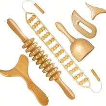 1pc Wooden Massage Tool For Body Relaxation, Can Be Used For Massaging Muscles Of Abdomen, Legs, Back, Neck, Shoulders, Waist To Relieve Tension, Wooden Scraping Gua Sha Massage Tool, Suitable As Holiday Gift For Friends - Beige - View 8