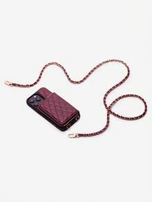 1pc Rhombus Fragrant Phone Pouch, Luxury Quilted Leather With Sheep Wool Pattern, Crossbody Leather Chain Coin Purse Card Holder Protective Case For Women, Suitable For IPhone 17, 16, 15, 14, 13, 12, 11, Galaxy, Black/Apricot/Pink/Camel/Burgundy/Purple/Orange/Onyx Black/Elegant White