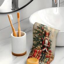 2 pièces/100 pièces Figurines de casse-noisette de Noël et serviettes à motif sapin de Noël, convenant pour salles à manger, cuisines, salles de bain, décoration quotidienne, fête familiale quotidienne, décoration de la maison et articles ménagers aux couleurs vives. Peut être offert en cadeau.