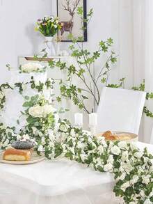 1/3/5PCS Artificial Flowers Rose Vine Wedding Site Decoration Home Bedroom, Wedding Decorations, Living Room, Bathroom Wall Hanging Decoration Materials Outdoor Garden School Birthday Party Supplies Valentine's Day Decoration New Year Home Decor Christmas Decorations Room Decor Christmas