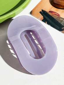 1 Stück/8 Stück einfarbige lässige PU (Polyurethan) neue flache ovale Haarspangen, elegante Haarkrallen für Frauen mit kreativem gebogenem Design und starkem Halt