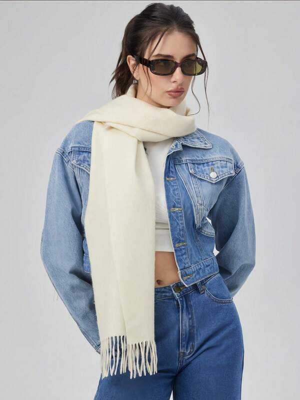 1pc Faux Cashmere Scarf, Minimalist Elegant Air-Conditioner Shawl Soft Breathable Warm Scarf, Suitable For Daily Outings, Dates, Sun Protection, Warm, All Seasons Use