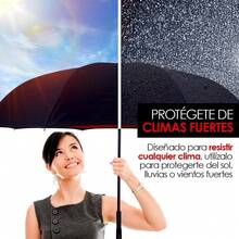 Paraguas de doble refuerzo de moda, paraguas a prueba de viento y lluvias torrenciales, paraguas grandes en sentido inverso, sin escorrentía, fácil de llevar - azul - Ver 5