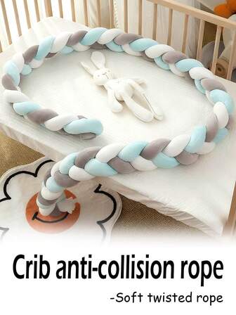 1pc Nordic Style Handmade Braided Crib Bumper, Woven Crib Liner For Daily Use And Nursery Decor, Crib Safety Rail, Baby Bedding