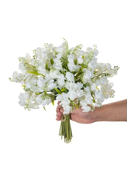 6/12pcs Artificial Lily Of The Valley Purple Bell Flower Silk Flower Bouquet, May Flower Centerpiece Decor For Home, Garden, Wedding, Party