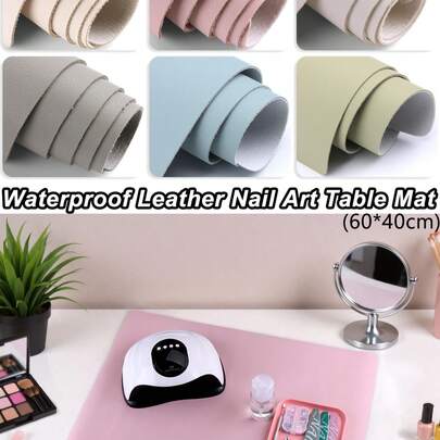 1 件 40*60cm 大号防水美甲桌垫，柔软超细纤维 PU 皮革材质，可重复使用折叠式美甲沙龙桌垫，亚克力美甲桌垫，适用于美甲沙龙工作室和家庭使用。美甲用品
