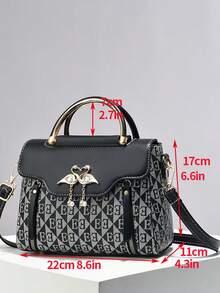 1 Set Fashion Women's Letter Color Block Shoulder Bag & Handbag - Black - View 3