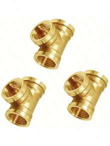1/2pcs Brass T-Shaped Pipe Fitting, Internal Thread Connector, Standard Thread, Suitable For Hydraulic, Pneumatic, And Water Systems, Corrosion-Resistant Surface Treatment