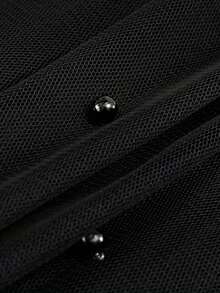 Elegant Casual Pleated Pearl Mesh Studded Women's A-Line Skirt, Versatile Fashion, Suitable For All Seasons, Valentine's Day