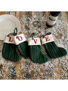 1pc Green Mini Christmas Stocking, Christmas Decoration For Party, Home, Room, Christmas Tree,Christmas - Green - View 8