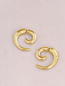 1 Pair Silver Snail Horn Hoop Earrings, Suitable For Women's Daily And Festival Wear