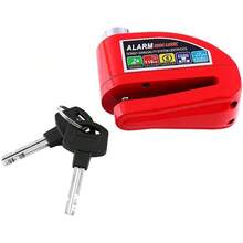 高分贝自行车报警锁摩托车报警盘锁带钢缆 - 110dB 警报器警报、振动和运动检测、6mm 按压式锁定机制、耐用铝制机身和防喷漆涂层、易于安装，确保户外安全、自行车锁、光滑的金属表面、坚固的结构