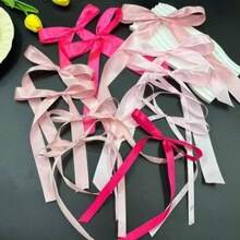 12pcs Different Size Satin Ribbon Bows, Suitable For Wall Decor, Decorative Bows, Party Supplies, Gift Wrapping, Wedding Decor, DIY Accessories, Birthday Decor, Party Backdrop, Gift Decoration, Hair Clips And Headbands, Valentine's Day Decor - Pink - View 4
