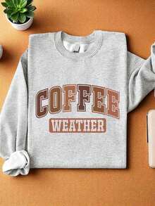 Coffee Weather Sweatshirts ,Women's Fall Season Sweater ,Coffee Lover Long Sleeve Sweatshirts ,Fall Lover Gift MAPA439 Comfortable Cotton - 灰色 - 查看 1