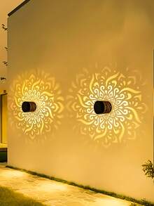 Solar Mandala Wall Lamp, Suitable For Holiday Parties, Projection Floral Lampshades For Thanksgiving, Christmas Party Atmosphere, Seasonal Garden Decoration, Landscape, Yard, Lawn, Deck, Path, Holiday Gifts. - màu ấm - Xem 7