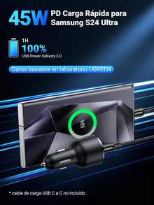 63W Fast Charger Cargador para Auto, Carga Rápida Tipo C Adaptador de Coche PD 45W, Quick Charge QC 18W Comaptible con Galaxy S25 S24 S23 Ultra,  17 16 15 14 13, iPad Pro, Redmi, - 1 - Ver 7